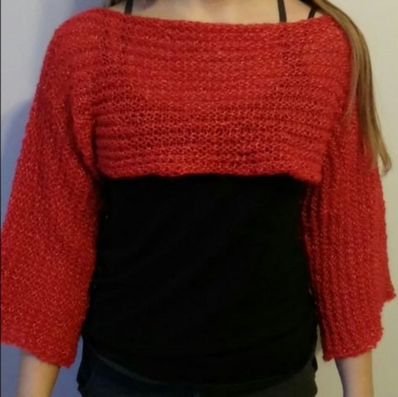 Vintage red crochet bolero - Picture 1 of 4